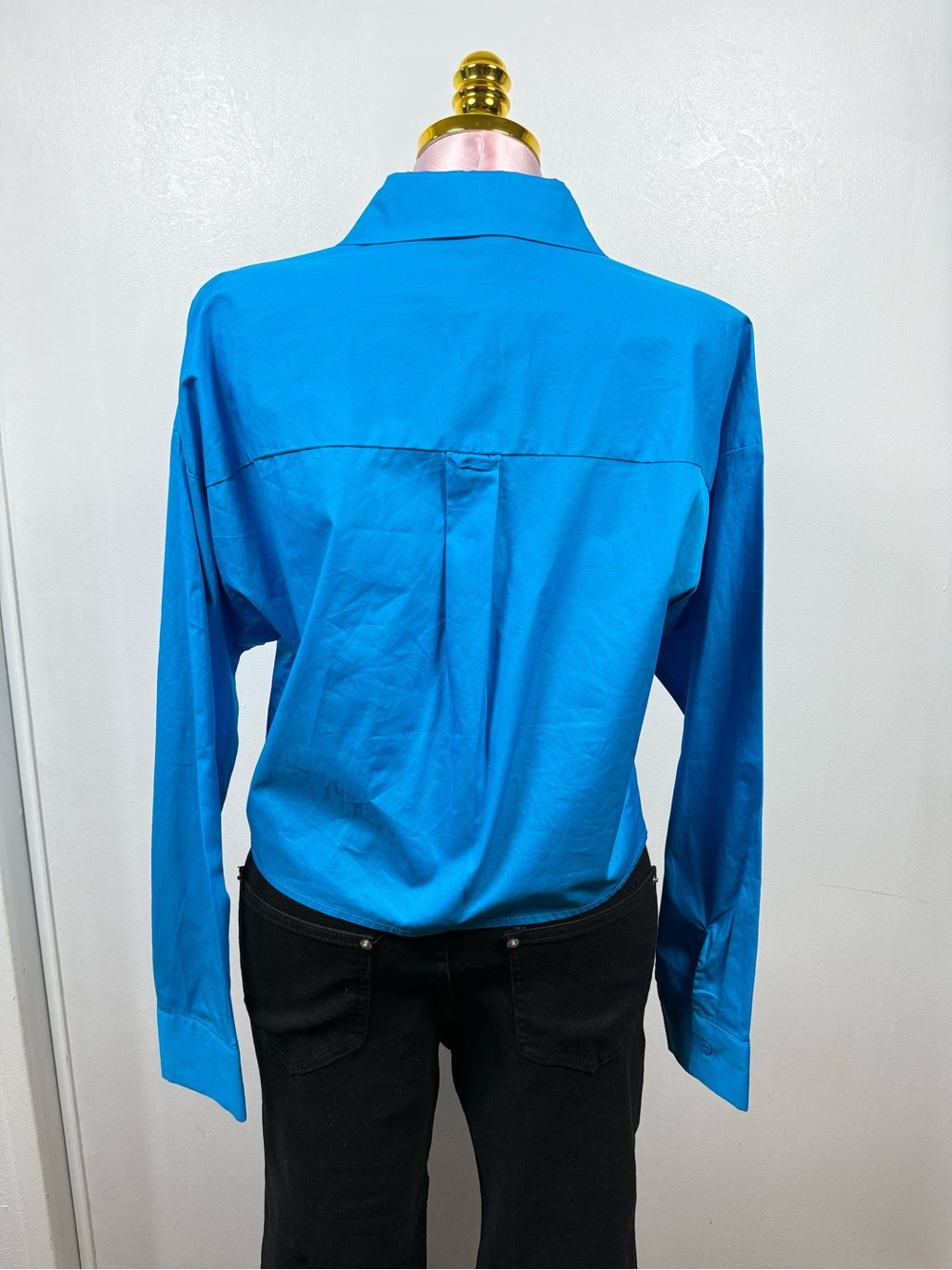 Forever 21 Bright Blue Oversized Button Down Shirt Large - Picture 3 of 8